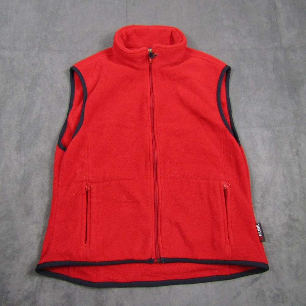 Woolrich Fleece Vest Women Large Red Polartec Full Zip Sleeveless Jacket
